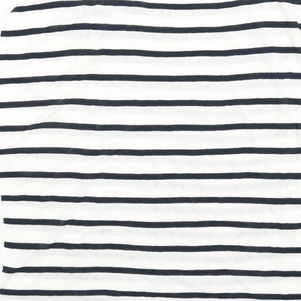 NEXT Womens Ivory Striped Acrylic Basic Tank Size S Round Neck