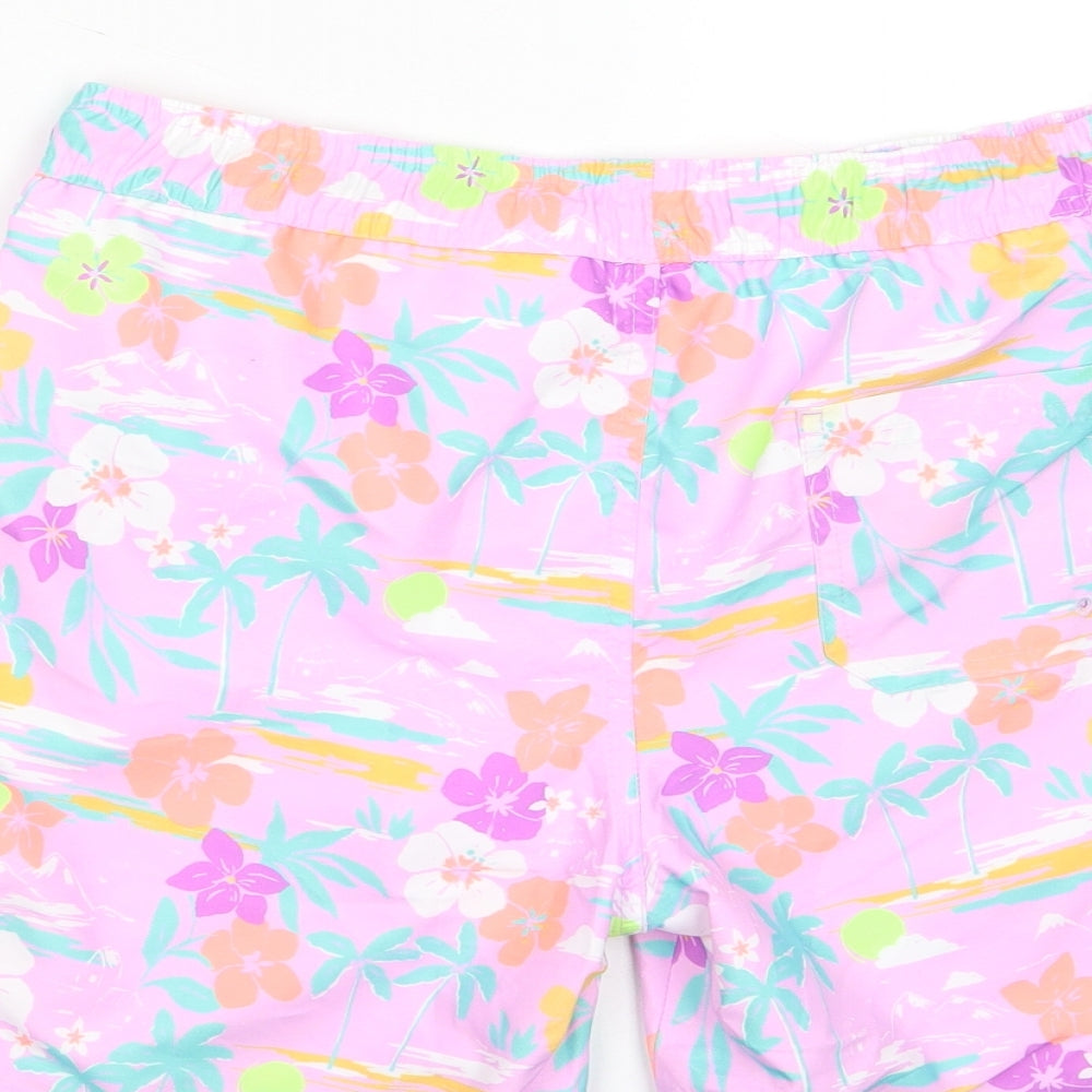Marks & Spencer Girls Multicoloured Floral Polyester Sweat Shorts Size 12-13 Years L6 in Regular Drawstring