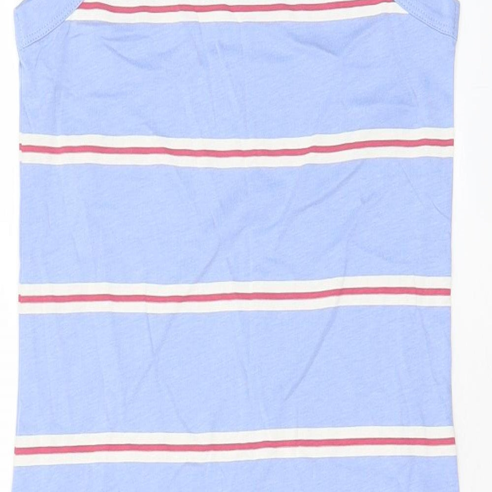 Marks & Spencer Womens Blue Striped Cotton Tank Dress Size S Crew Neck Pullover