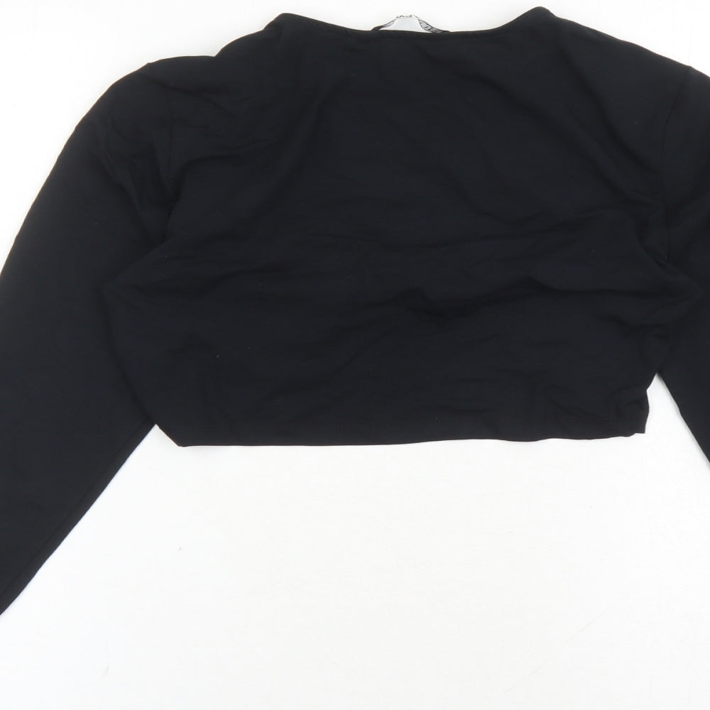 Only Womens Black Cotton Cropped T-Shirt Size L V-Neck - Neon & Nylon