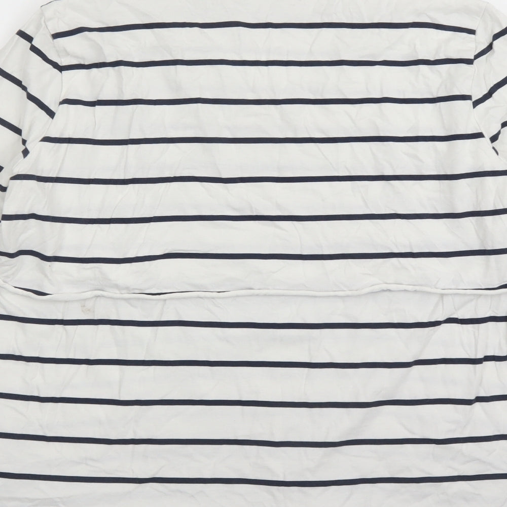 ASOS Womens White Striped 100% Cotton Basic T-Shirt Size 12 Round Neck