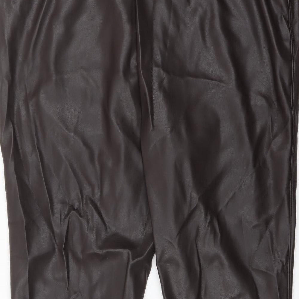 Marks and Spencer Womens Brown Polyacrylate Fibre Trousers Size 20 L25 in Regular Zip