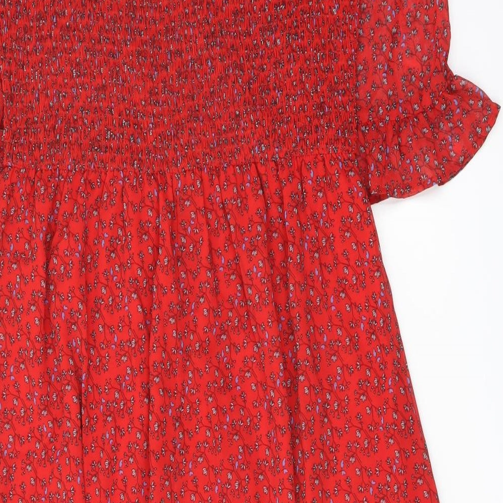 Finery Womens Red Floral Polyester A-Line Size 18 Mock Neck Pullover
