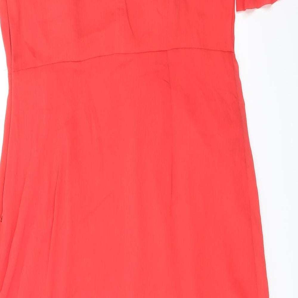 Finery Womens Red Polyester A-Line Size 16 Mock Neck Zip