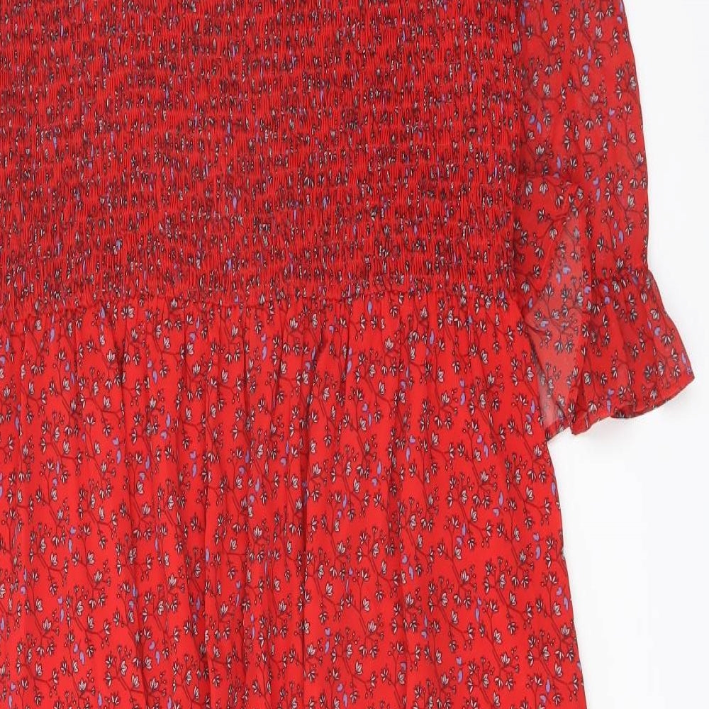 Finery Womens Red Floral Polyester A-Line Size 18 Mock Neck Pullover
