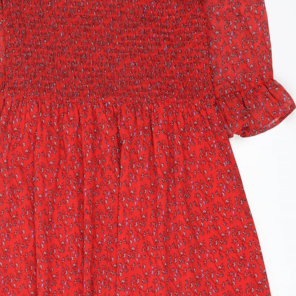 Finery Womens Red Floral Polyester A-Line Size 18 Mock Neck Pullover