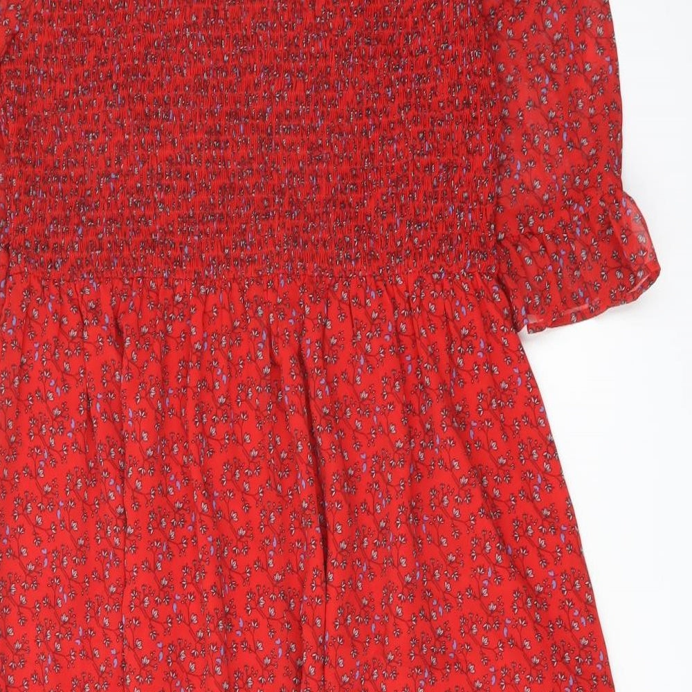 Finery Womens Red Floral Polyester A-Line Size 18 Mock Neck Pullover