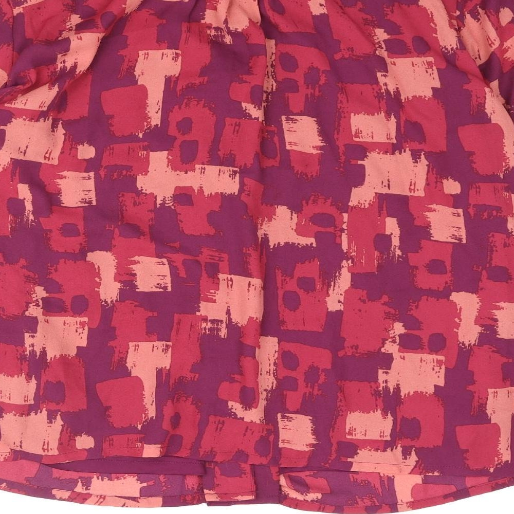 Damart Womens Purple Geometric Polyester Basic Blouse Size 14 Mock Neck - Frill