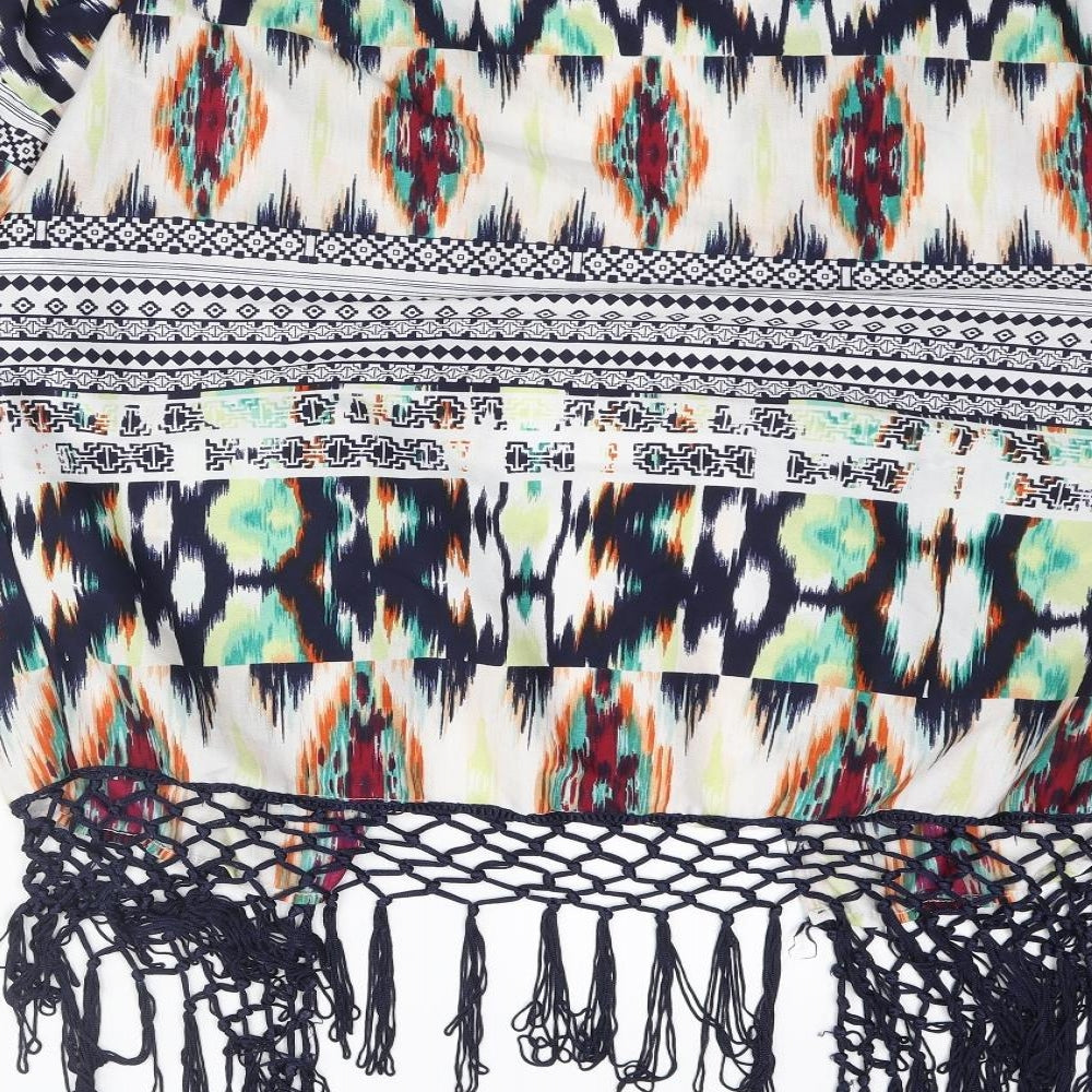 Only Womens Multicoloured Geometric Polyester Kimono Blouse Size 14 V-Neck - Fringe Hem