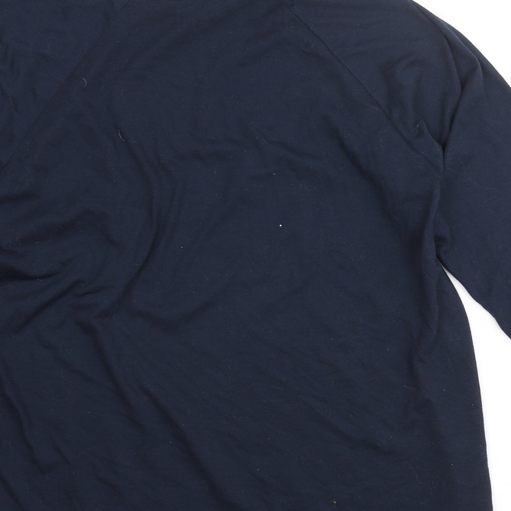 DASH Womens Blue Polyester Basic Blouse Size 14 Round Neck - Geometric Print