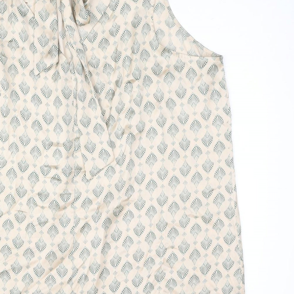 NEXT Womens Beige Geometric Polyester Camisole Blouse Size 22 Mock Neck - Bow