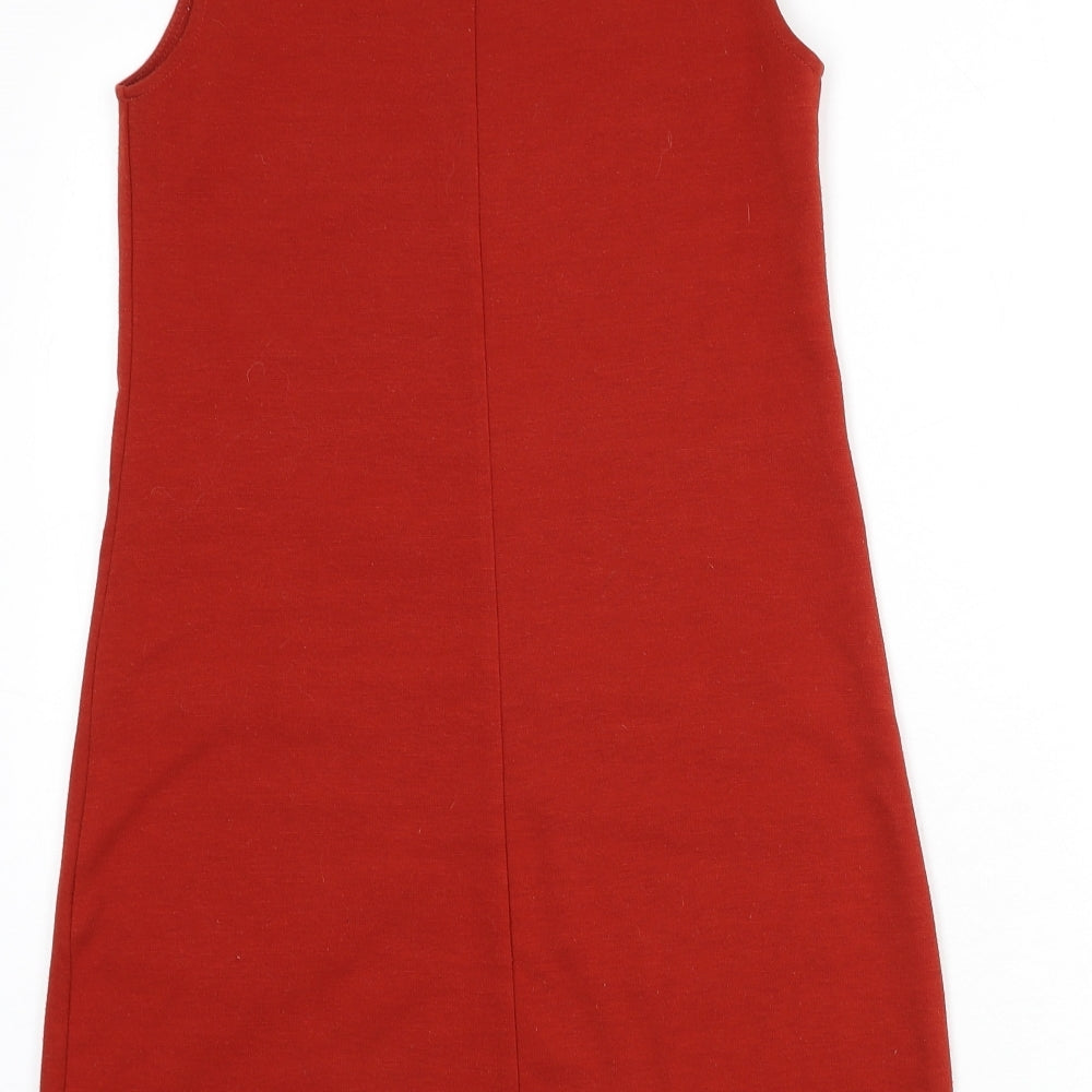 Izabel London Womens Red Polyester A-Line Size 8 Collared Pullover