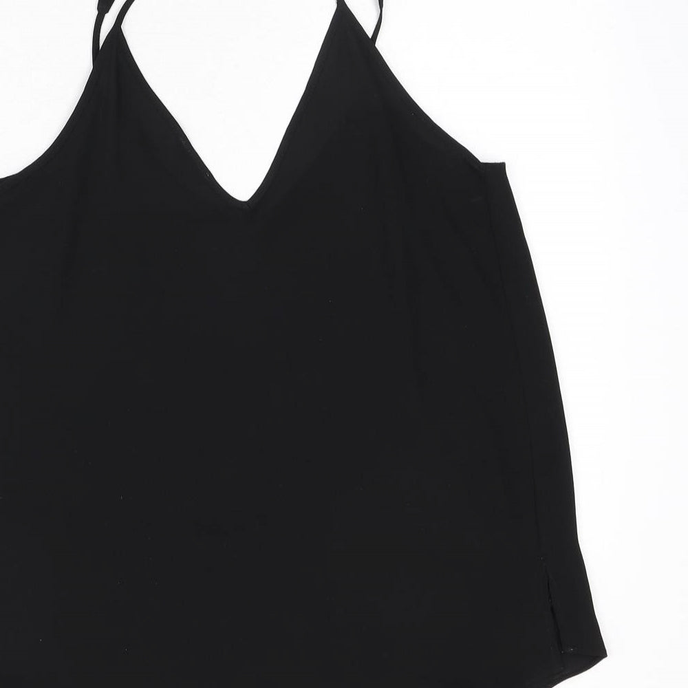 River Island Womens Black Polyester Camisole Tank Size 10 V-Neck