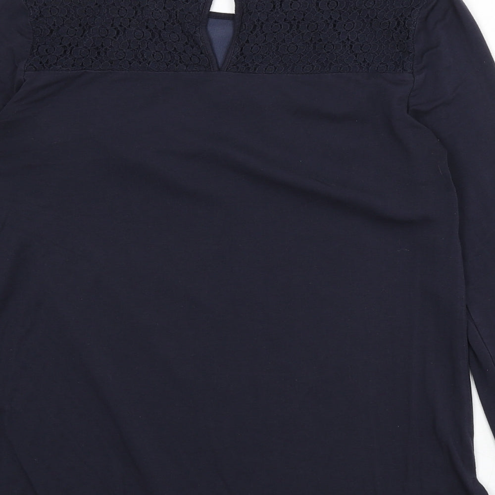Oasis Womens Blue Floral Viscose Basic Blouse Size XS Round Neck