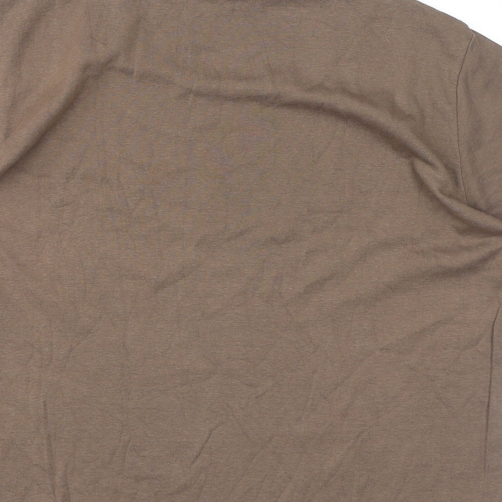 Fransa Womens Brown Cotton Basic T-Shirt Size XL Round Neck - Logo