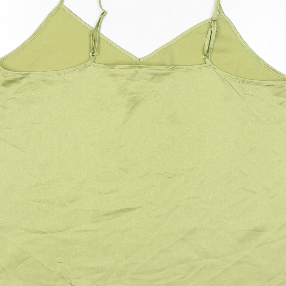 Marks & Spencer Womens Green Polyester Basic Tank Size 14 V-Neck