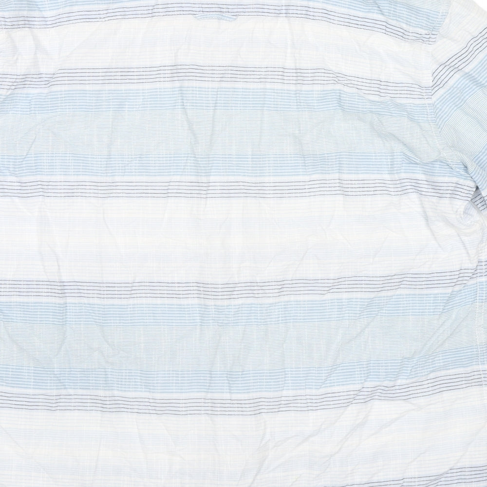 Sandstone Mens Blue Striped Cotton Button-Up Size M Collared Button