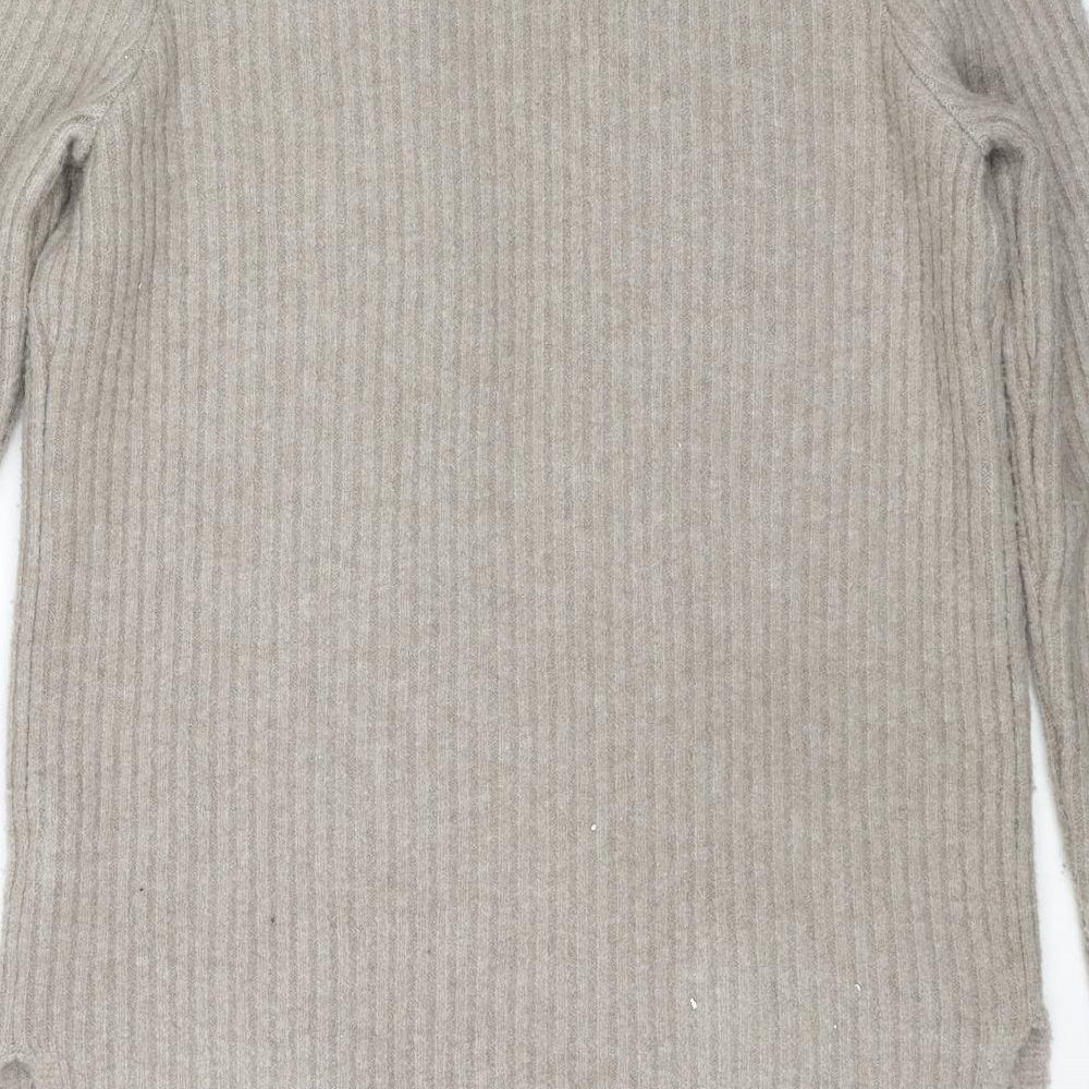 Marks & Spencer Womens Beige V-Neck Acrylic Cardigan Jumper Size 10