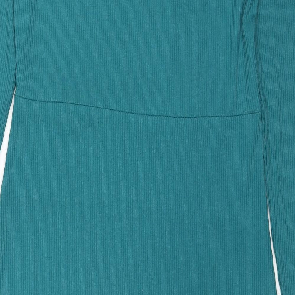 Et Vous Womens Blue Viscose Jumper Dress Size 12 Square Neck Pullover
