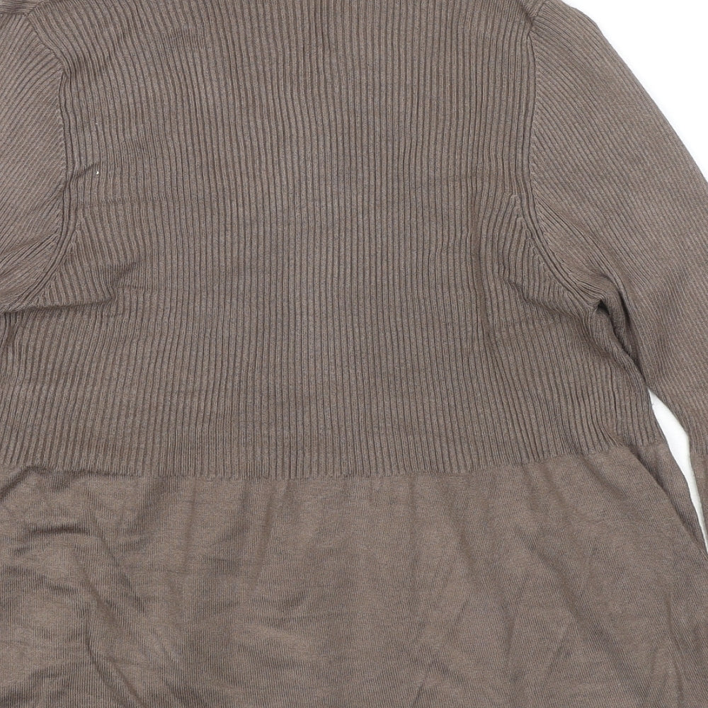 Marks & Spencer Womens Brown V-Neck Viscose Cardigan Jumper Size 14