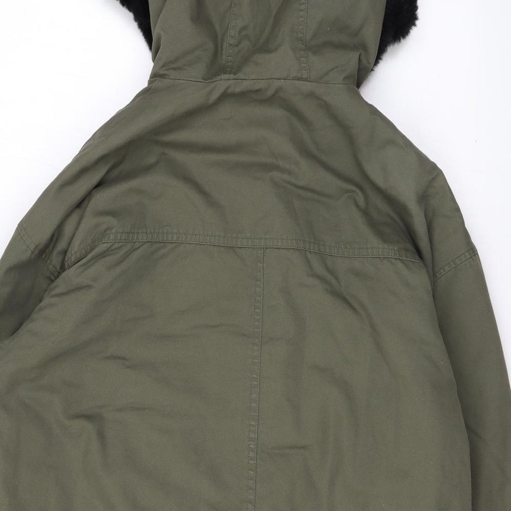 Selected Womens Green Rain Coat Coat Size 6 Zip