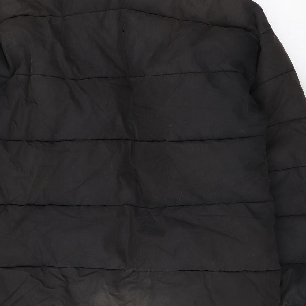 SCHOTT Mens Black Puffer Jacket Coat Size S Zip