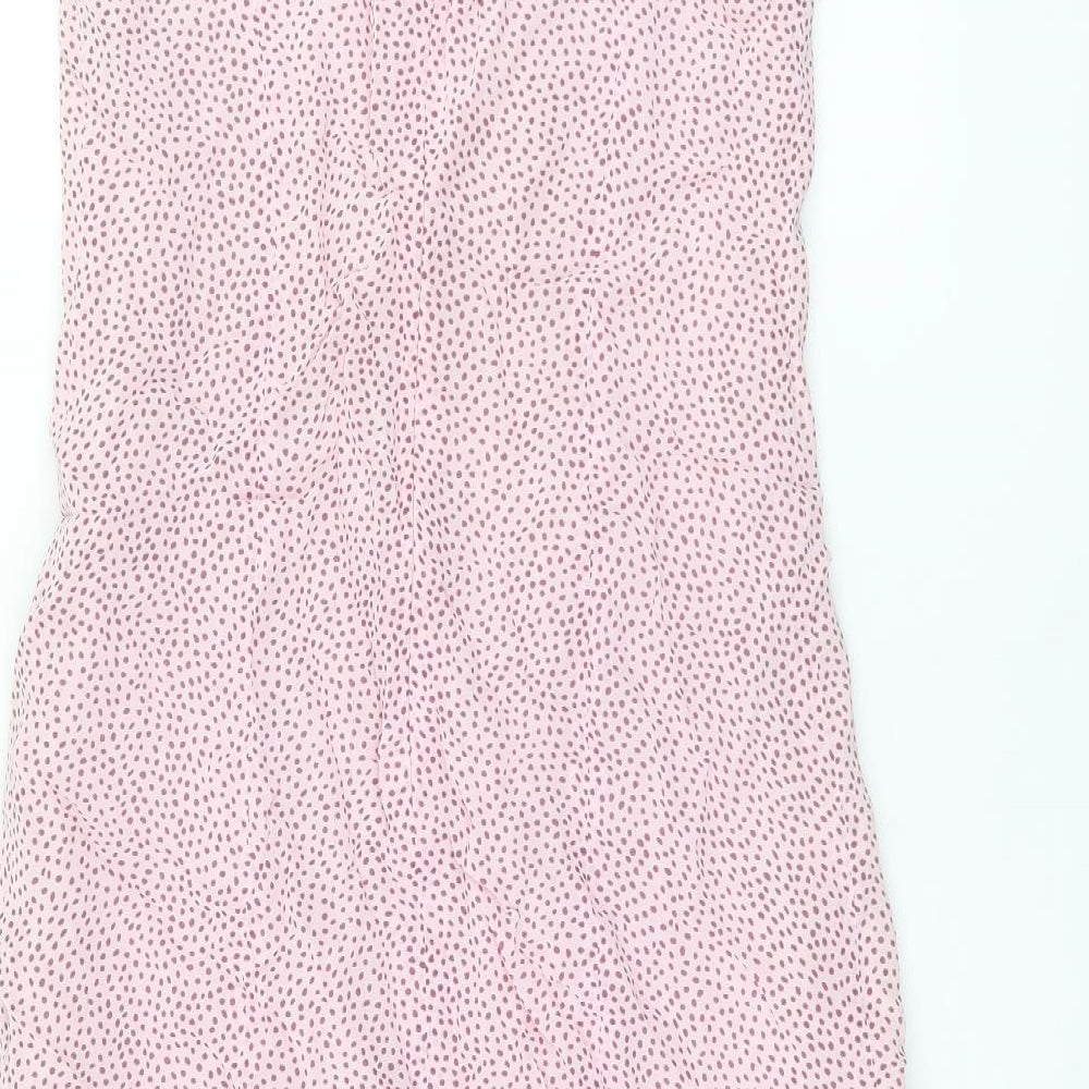 Gerry Weber Womens Pink Polka Dot Viscose Shift Size 10 Scoop Neck Zip
