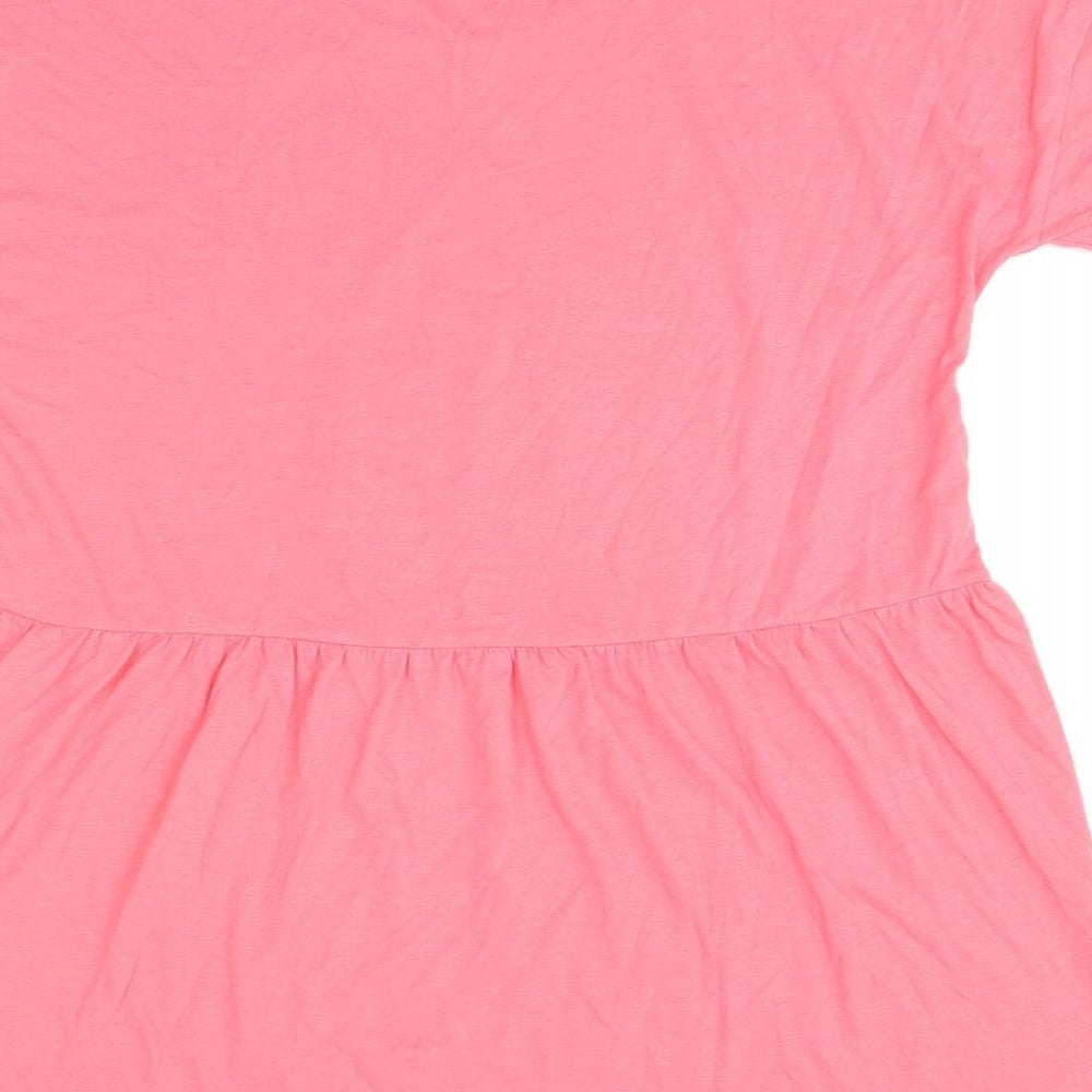 LTS Womens Pink Polyester Basic T-Shirt Size 12 Round Neck