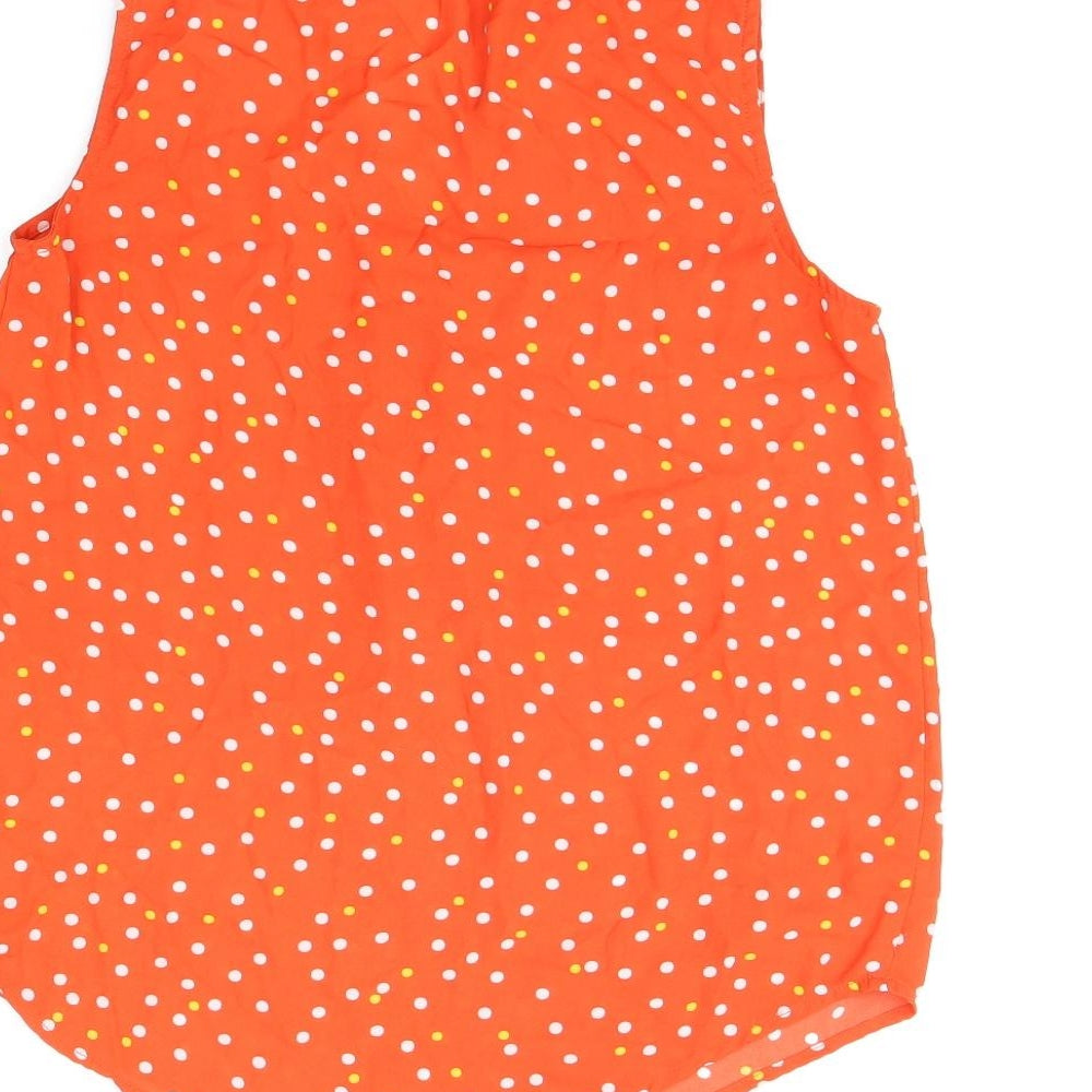 41Hawthorn Womens Red Polka Dot Polyester Basic T-Shirt Size S V-Neck