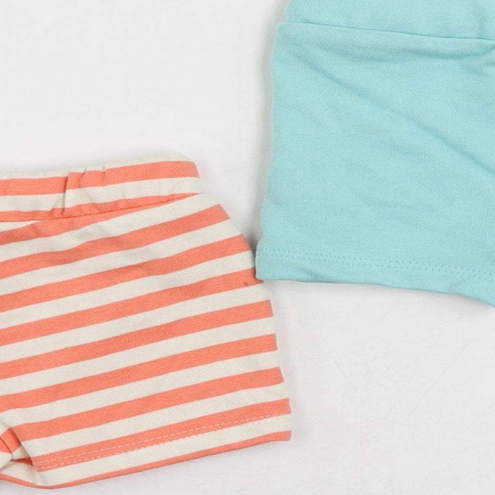 Marks & Spencer Baby Pink Striped Cotton Cropped Trousers Size 3-6 Months Drawstring