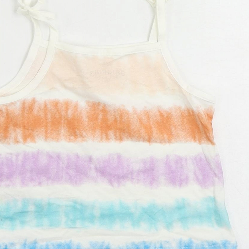 Marks & Spencer Girls Multicoloured Striped Cotton Camisole Tank Size 3-4 Years Square Neck Pullover