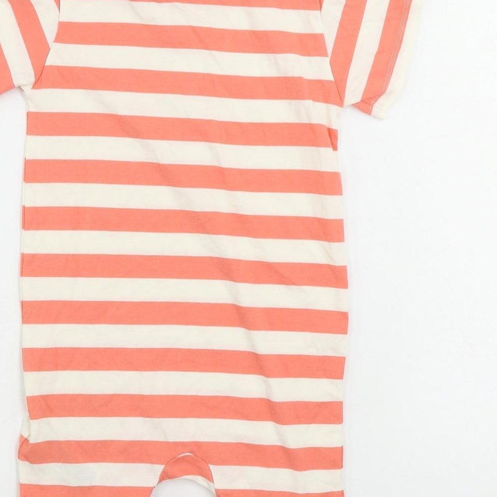 Marks & Spencer Girls Pink Striped Cotton Romper One-Piece Size 2-3 Years Snap