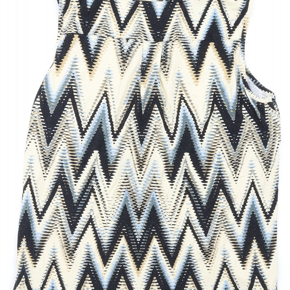 M&Co Womens Multicoloured Geometric Viscose Camisole Tank Size 10 V-Neck