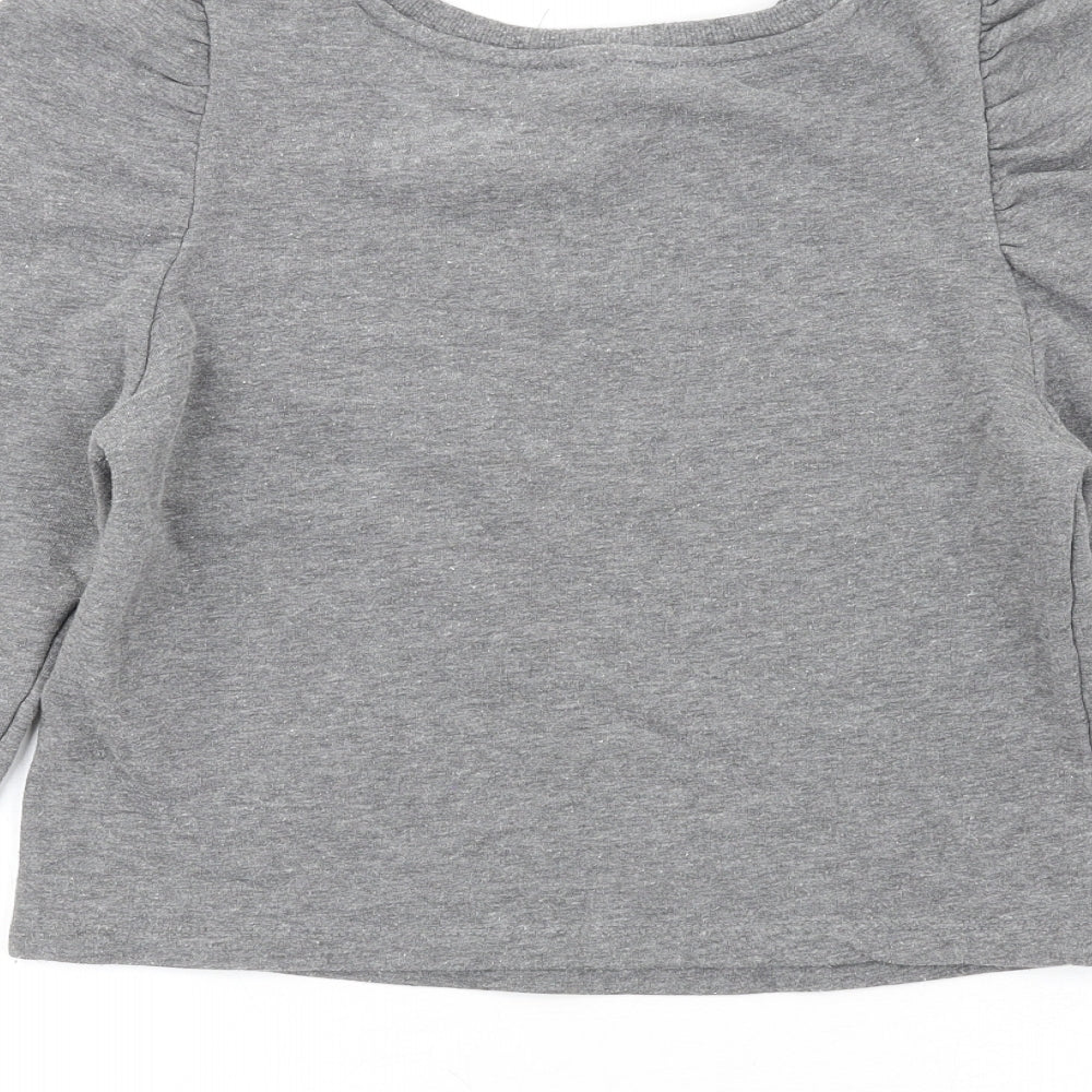 Zara Womens Grey Polyester Pullover Sweatshirt Size S Pullover - Puff Sleeve