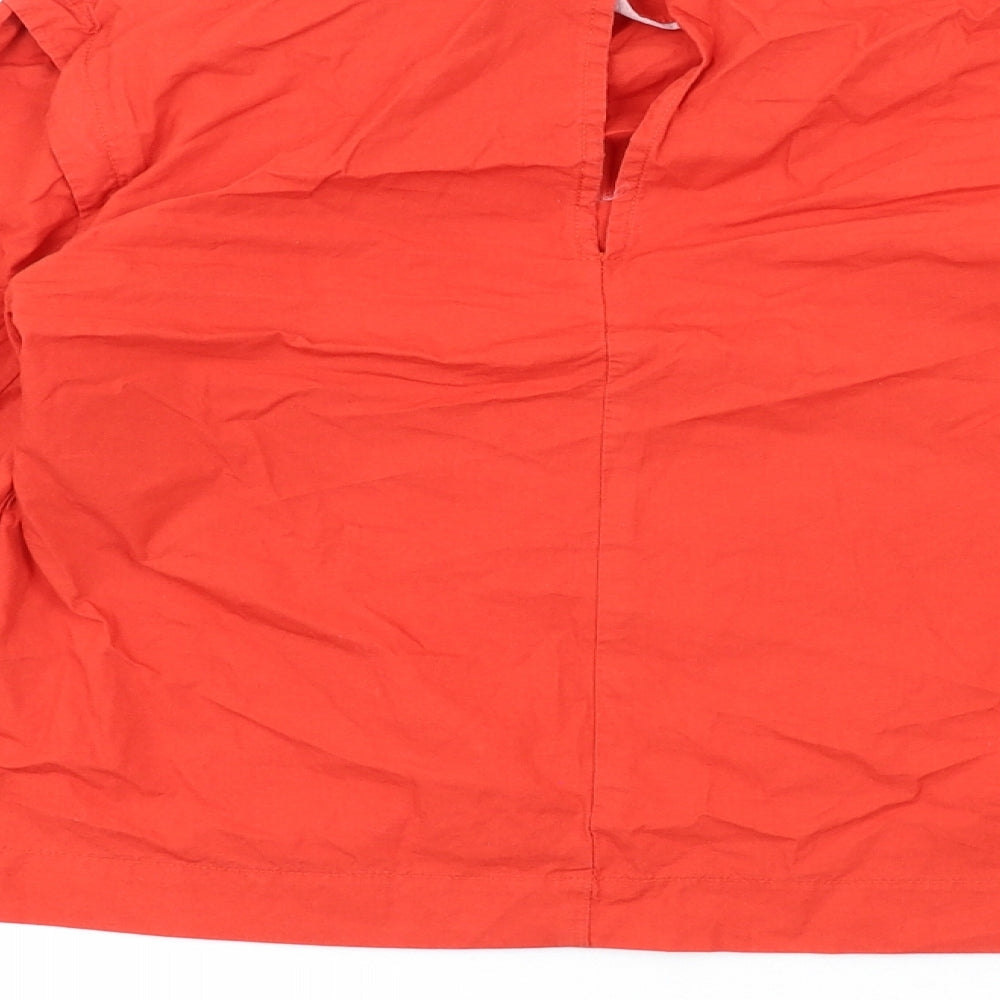 Mango Womens Red Cotton Basic Blouse Size XS Round Neck