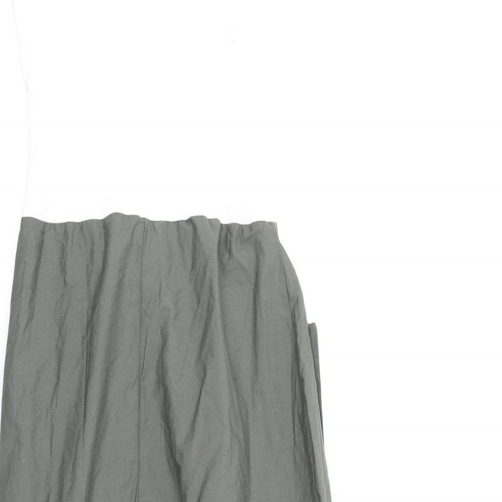 Zara Womens Green Cotton A-Line Size M Boat Neck Zip