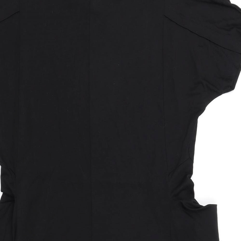 John Lewis Womens Black Lyocell T-Shirt Dress Size S V-Neck Pullover