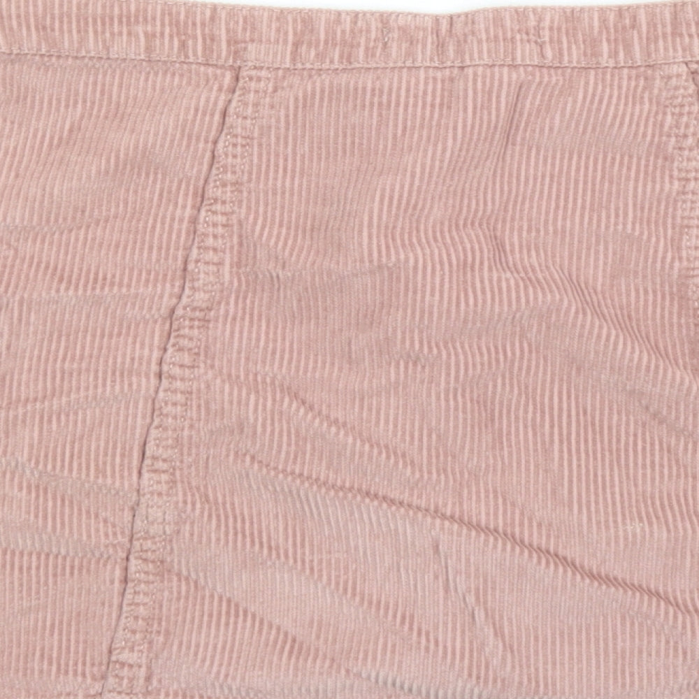 Denim & Co. Womens Pink Cotton Mini Skirt Size 10 Button