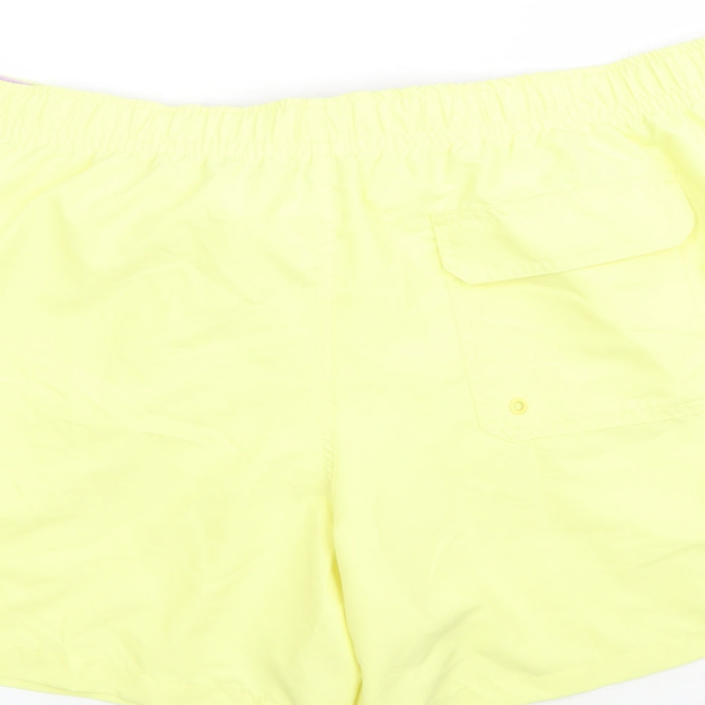 Marks & Spencer Mens Yellow Polyester Sweat Shorts Size 3XL L6 in Regular Drawstring - Elasticated Waist Swim Shorts Pockets