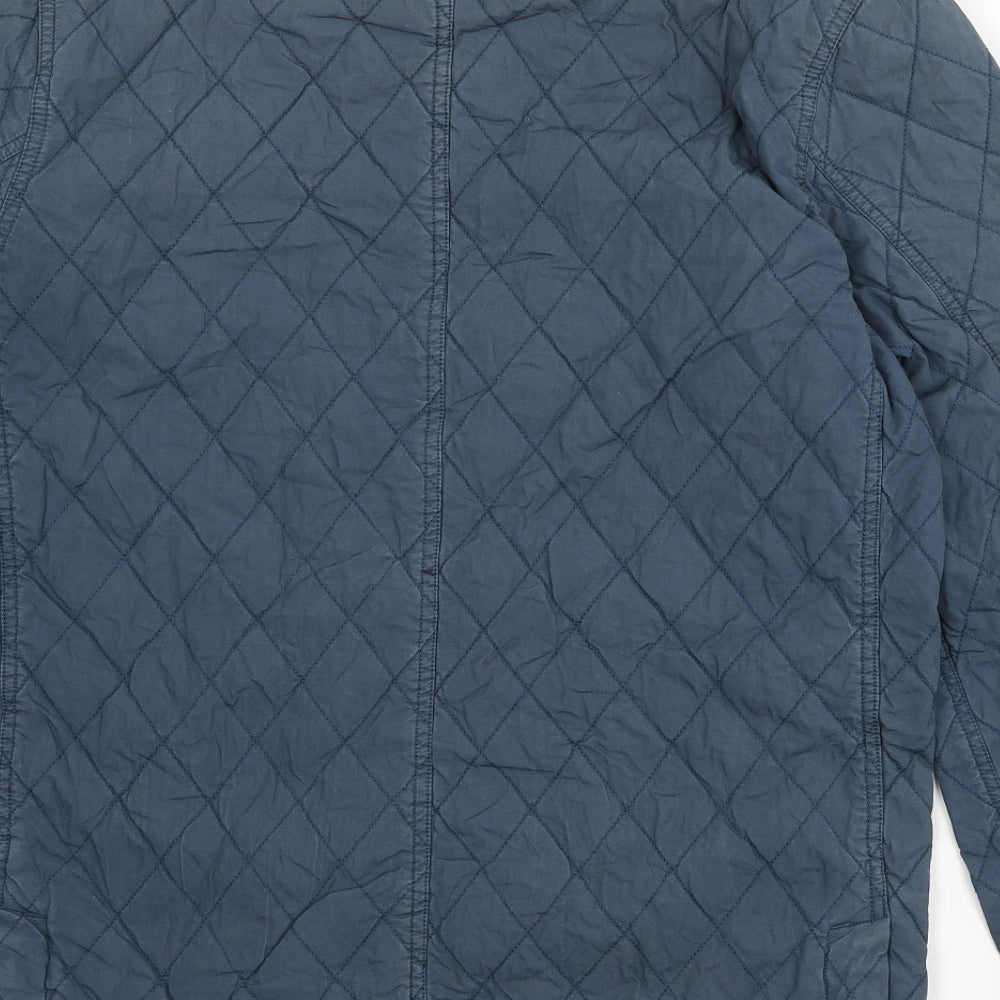 Scotch & Soda Mens Blue Quilted Coat Size L Zip