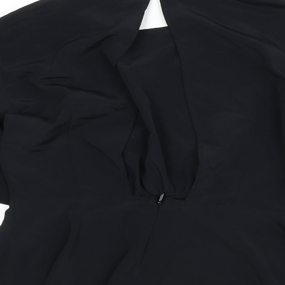 Topshop Womens Black Polyester Basic Blouse Size 8 Round Neck