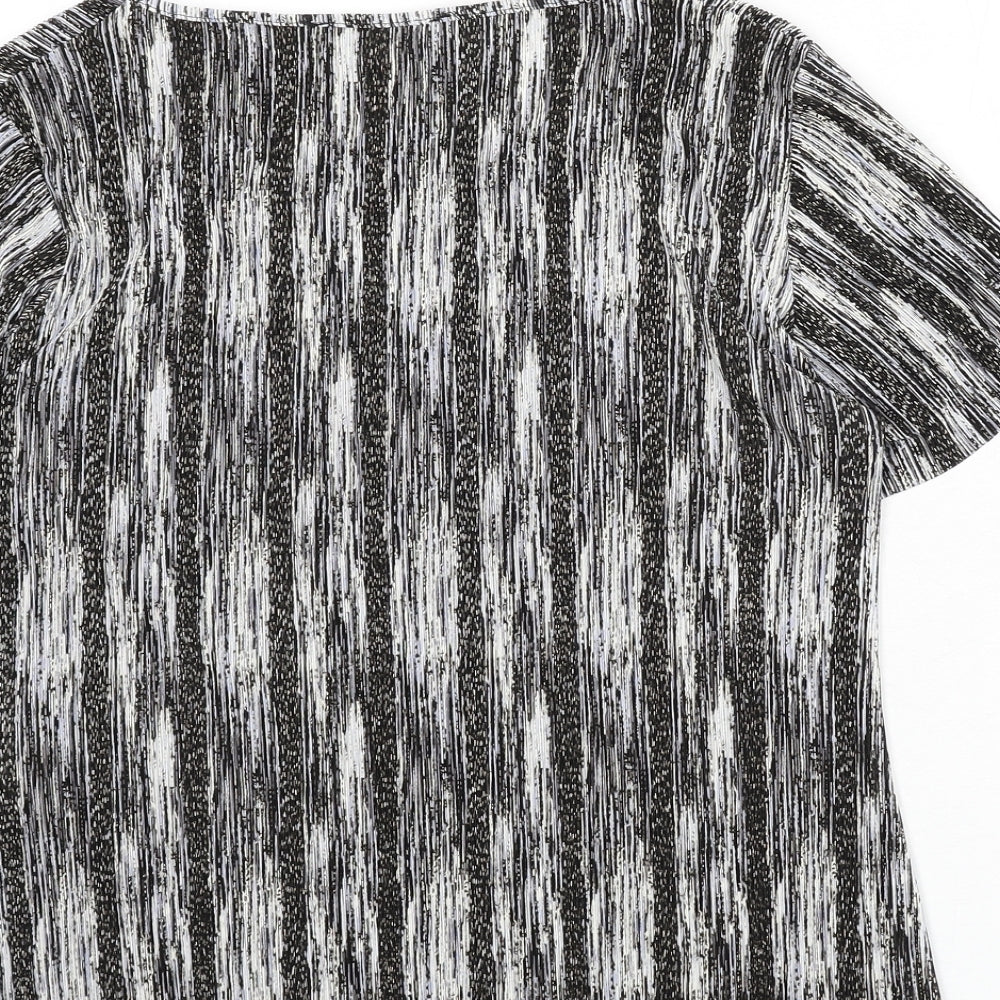 Reflections Womens Multicoloured Geometric Polyester Basic T-Shirt Size S Round Neck
