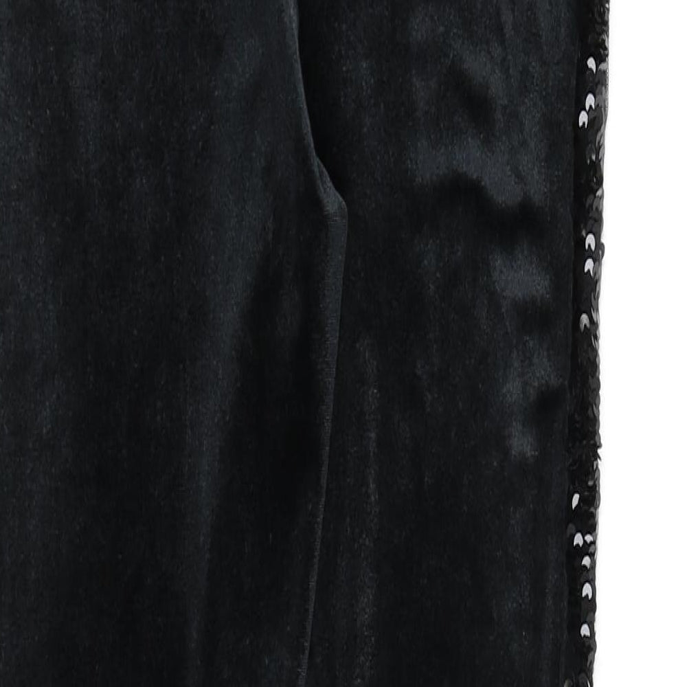 Marks & Spencer Girls Black Polyester Capri Trousers Size 14-15 Years L26 in Regular Pullover - Sequins, Leggings