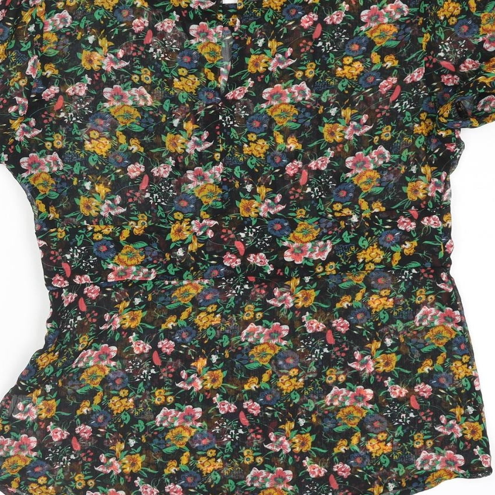 Kimchi Blue Womens Multicoloured Floral Polyester Basic Blouse Size M Round Neck - Semi Sheer