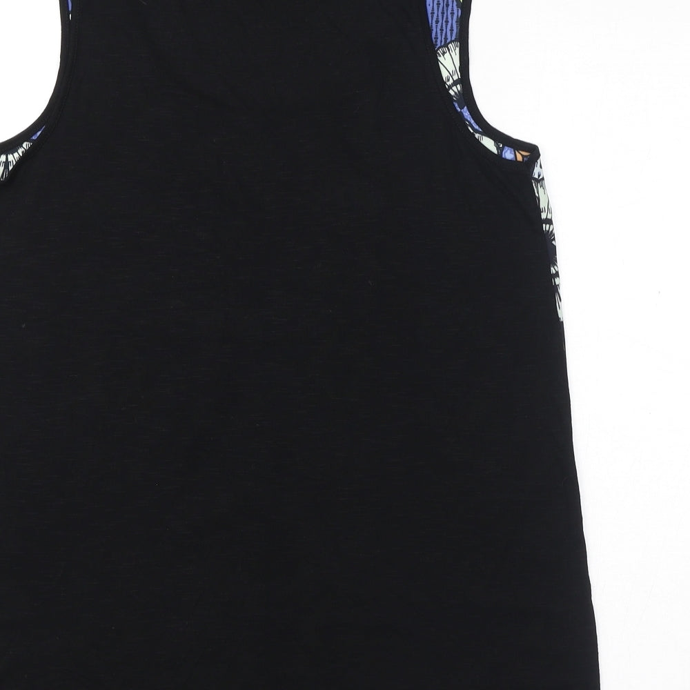 River Island Womens Blue Geometric Viscose Basic Tank Size 12 Scoop Neck