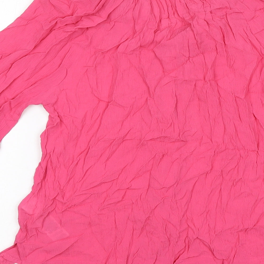 Marks & Spencer Womens Pink Viscose Basic T-Shirt Size 6 Round Neck