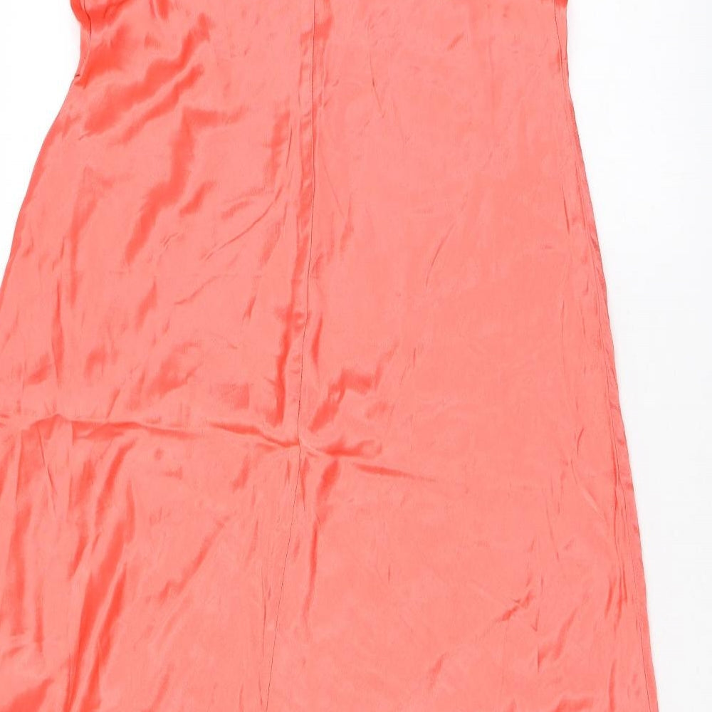 Marks & Spencer Womens Orange Viscose Maxi Size 12 V-Neck Pullover