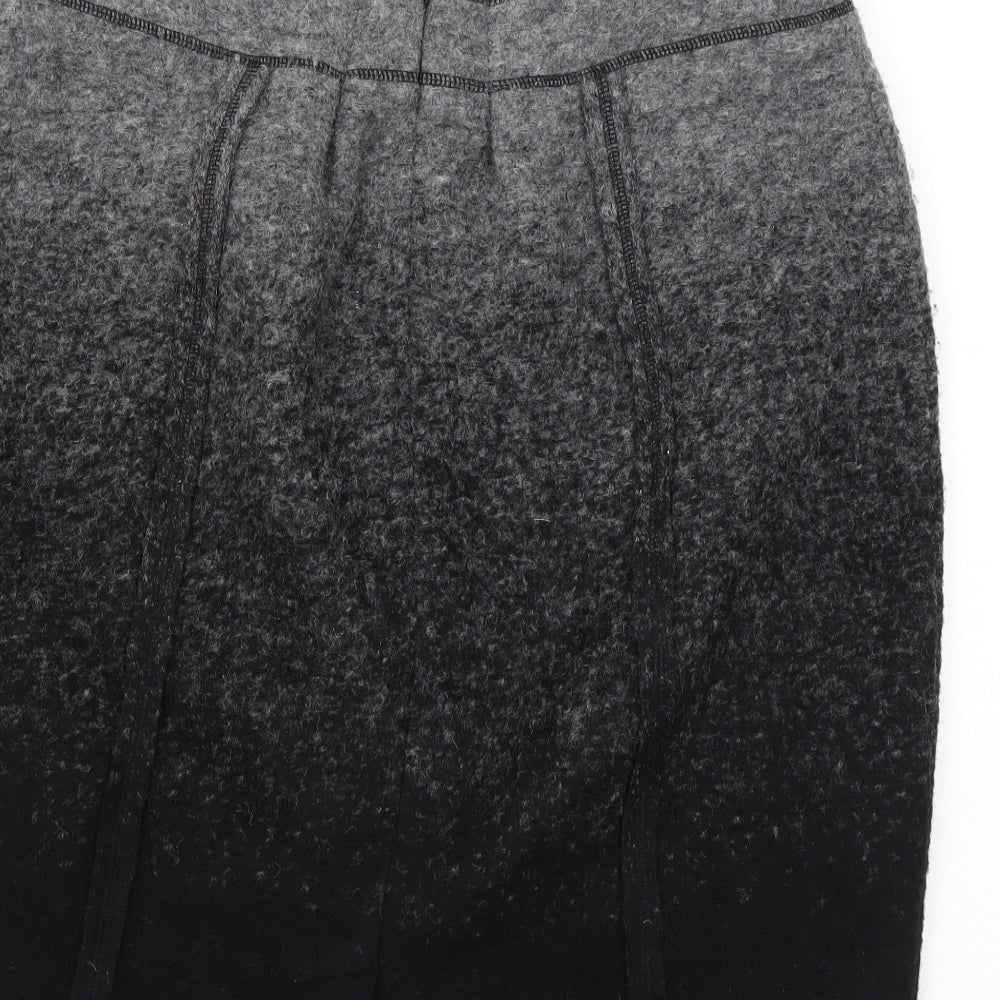 Clements Ribeiro Womens Black Wool A-Line Skirt Size 12 Zip