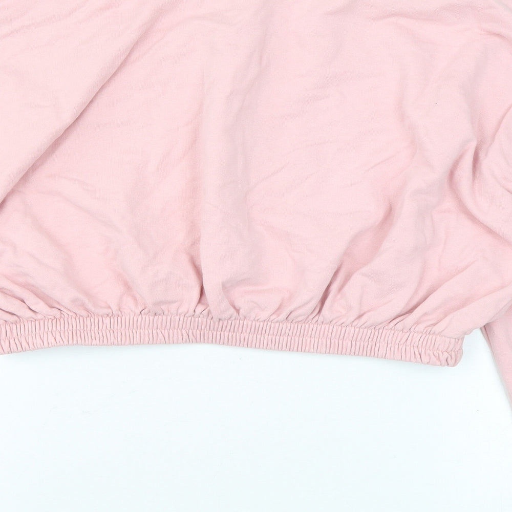 Topshop Womens Pink Cotton Pullover Sweatshirt Size M Pullover - Cropped