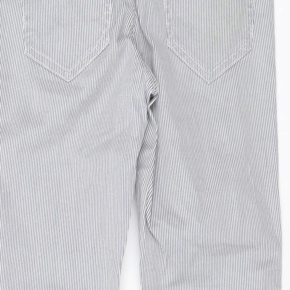 H&M Womens Blue Striped Cotton Straight Jeans Size 10 L24 in Regular Zip